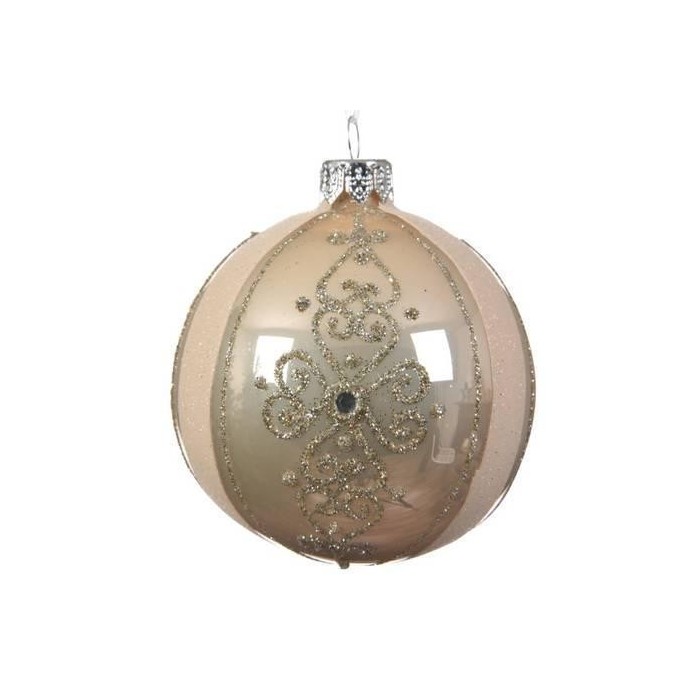 SFERA 8CM PERLA CDECORI GLITTERATI VETRO